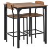 3-Piece Dining Set Industrial Counter Height Bar Table and Chairs Black