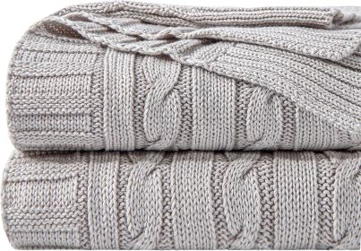 100% Pure Cotton Cable Knit Throw Blanket, Super Soft Warm 51x67 Knitted Throw Blanket for Couch, Sofa, Chair, Bed - Extra Cozy, Machine Washable, Co