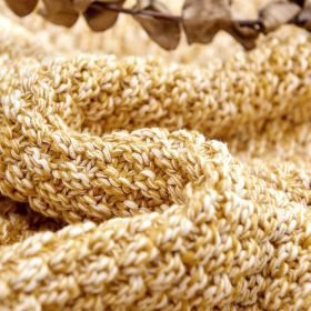 Gold Knitted Throw Blanket for Couch, Soft, Cozy Machine Washable 100% Cotton Sofa Blanket, Heavy 2.5lb Weight, Laundry Bag Included, Mustard Yellow
