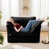 Slip-covered Armchair with 1 Big Back Cushion and 2 Big Toss Pillows, Single Deep Seat Comfy Single Couch Sofa Multiple Large Soft Pillows, Black Cor