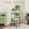 5 Tier Metal Plant Stand for Indoor Outdoor, Foldable Corner Tall Plant Shelf for Multiple Plants, Flower Pot Holder Display Stand for Living Room Ba
