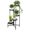 5 Tier Metal Plant Stand for Indoor Outdoor, Foldable Corner Tall Plant Shelf for Multiple Plants, Flower Pot Holder Display Stand for Living Room Ba