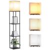 63" Floor Lamp with Shelves: Lamp for Living Room with 3 Adjustable Color Temperatures, Display Bookshelf for Home, Bedroom, Study - Black (Bulb Incl