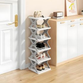 6 Tier Kids Shoe Rack, Collapsible Shoe Rack for Kids' Rooms, Foldable Vertical Shoe Organizer for Front Door Entrance, Compact Shoe Storage Shelf fo