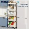 5 Tier Plastic Rolling Utility Cart for Office Living Room Kitchen Bedroom and Garage Movable Storage Rack with Simple Modern Design Multi Layer Shel