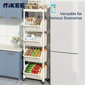 5 Tier Plastic Rolling Utility Cart for Office Living Room Kitchen Bedroom and Garage Movable Storage Rack with Simple Modern Design Multi Layer Shel