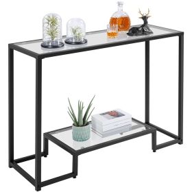 Modern Glass Entryway Console Table for Living Room, Black
