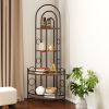 4 Tier Corner Bookshelf Modern Style Plant Stand with Metal Frame Space Saving Display Storage Rack for Living Room Bedroom Office Balcony Small Spac