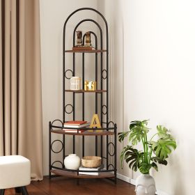 4 Tier Corner Bookshelf Modern Style Plant Stand with Metal Frame Space Saving Display Storage Rack for Living Room Bedroom Office Balcony Small Spac