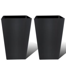 Tall Planters for Outdoor Plants Set of 2 - 18.3 Inch Black Plastic Planter Pots with Drainage Mesh Pads & Removable Shelf - Front Porch, Patio, Gard