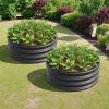 2PCS Round Raised Garedn Bed,11.4' Tall Metal Raised Beds,Outdoor Garden Raised Planter Box Vegetables and Flowers,Black