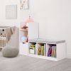 Entryway Shoe Storage Bench with Cushion, White Shoe Rack with Shelves & Drawer, Multifunctional Shoe Cabinet with Padded Seat for Hallway, Living Ro