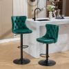 Swivel Velvet Barstools Adjusatble Seat Height from 25-33 Inch,17.7inch base, Modern Upholstered Bar Stools with Backs Comfortable Tufted for Home Pu