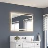 48 x 32 Inch LED Bathroom Mirror with Front and Backlight, Wall Mounted Vanity Mirror with Aluminum Frame, Anti-Fog, Memory, 3 Colors, Stepless Dimma