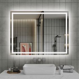48"*36"LED Bathroom Mirror,Front-Lit and Back-Lit, Stepless Dimmable, 3 Colors CRI90+, Brightness Memory, Shatter-Proof,Anti-fog LED Vanity Mirror, I