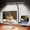 LED Desk Lamp for Office Home, Eye-Caring Desk Light with Stepless Dimming Adjustable Flexible Gooseneck, 10W USB Adapter Desk Lamp with Clamp for Re