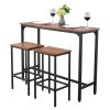 Bar Table, 3PCS 47″ Bars Tables Set, Bar Tables and Chair Set with Rounded Edge Design, Rectangular Pub Table with Two Stools for Office Desk, Breakf