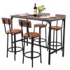 Bar Table, 5PCS 47″ Bars Tables Set, Bar Tables and Chair Set with Rounded Edge Design, Rectangular Pub Table with Four Stools for Living Room, Dinin