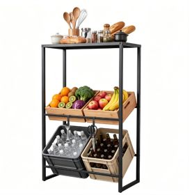 3-Tier Adjustable Tilt Beer Crate Storage Rack, Heavy Duty Metal Beverage Organizer with Hooks, Multi-Angle Drink Holder Shelf for Home Bar Garage