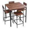Bar Table, 5PCS 35″ Bars Tables Set, Bar Tables and Chair Set with Rounded Edge Design, Square Pub Table with Four Stools for Living Room, Dining Roo