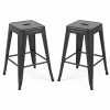 24 Inch Counter Height Stool, Backless Metal Bar Stools Set of 2, Non-Stackable, Detachable & Easy Assembly, Space-Saving Design for Kitchen Island/B
