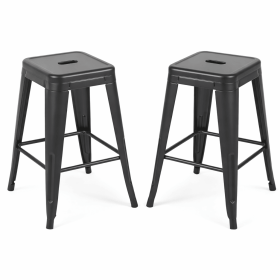 24 Inch Counter Height Stool, Backless Metal Bar Stools Set of 2, Non-Stackable, Detachable & Easy Assembly, Space-Saving Design for Kitchen Island/B