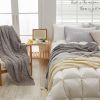 Coffee Knitted Throw Blanket for Couch, Soft, Cozy Machine Washable 100% Cotton Sofa Knit Blankets, Heavy 3.0lb Weight, 51 x 63 Inches, Coffee and Wh