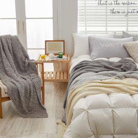 Coffee Knitted Throw Blanket for Couch, Soft, Cozy Machine Washable 100% Cotton Sofa Knit Blankets, Heavy 3.0lb Weight, 51 x 63 Inches, Coffee and Wh