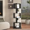 5 tier Rotating Bookshelf, Floor Rack Simple Bookcase with Acrylic plate Student Multi-Function Creative Bookshelf for Living Room with anti-toppling