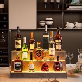 LED Lighted Liquor Bottle Display Shelf, 24 Inch Bar Display Shelf, DIY Illuminated Bottle Shelf with App & Remote Control, 3 Step Freestanding Holdi