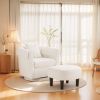 Swivel Accent Chair with Ottoman Set, Modern Chenille Barrel Armchair with Removable Back Pillow & 2 Armrest Covers for Living Room, Bedroom, Office,