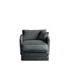 Modern Accent Chair with Ottoman, Living Room Club Chair Chenille Upholstered Armchair , Reading Chair for Bedroom, Gray Chenille