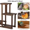 4 Tier Wood Plant Stand with Slatted Open Shelves, Brown