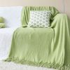 Green Acrylic Knitted Throw Blanket – Soft and Cozy Decorative Blanket for Bed, Sofa, Couch, or Living Room, Warm and Stylish Home Décor Accent