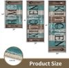 Turquoise Teal Kitchen Rugs Sets of 3, Non Slip Washable Farmhouse Kitchen Mats for Floor, Wooden Vintage Rustic Area Runner Rug for Laundry Room and
