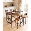 Bar Table, 5PCS 47″ Bars Tables Set, Bar Tables and Chair Set with Rounded Edge Design, Rectangular Pub Table with Four Stools for Living Room, Dinin