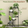 5 Tier Metal Plant Stand for Indoor Outdoor, Foldable Corner Tall Plant Shelf for Multiple Plants, Flower Pot Holder Display Stand for Living Room Ba
