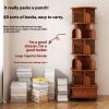 (UPGRADED) Rotating Bookshelf, 360 Display Corner Bookshelf for Small Space, 6 Tier Bookcase Storage Rack with Wheels, Wood Narrow Organizer for Bedr