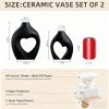 Black Vases for Decor, Heart Shaped Ceramic Vase Set of 2, Nordic Heart Shaped Vases, Minimalist Decorative Vase for Table Centerpiece Wedding Dining