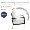 Modern Low Back White Upholstered Accent Armchair with Gold Metal Legs & Rubberwood Frame, Chic Wide Armrest Minimalist Lounge Chair with Pillow Back