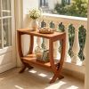 Solid Wood End Table 2-Tier Couch Side Table with Arched Legs Living Room Coffee Table Rustic Style Sofa Table