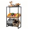 3-Tier Adjustable Tilt Beer Crate Storage Rack, Heavy Duty Metal Beverage Organizer with Hooks, Multi-Angle Drink Holder Shelf for Home Bar Garage