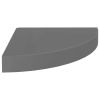 Corner Shelf Set of 4 High gloss grey Honeycomb MDF, metal
