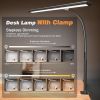LED Desk Lamp for Office Home, Eye-Caring Desk Light with Stepless Dimming Adjustable Flexible Gooseneck, 10W USB Adapter Desk Lamp with Clamp for Re