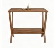 23.6 Inch Solid Wood End Table with 2-Tier Storage Shelves Sofa Side Table for Living Room Bedroom