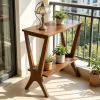 23.6 Inch Solid Wood End Table with 2-Tier Storage Shelves Sofa Side Table for Living Room Bedroom