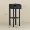 2-Tier Side Tables Set of 2 with Drawer Shelf, 2 Pieces End Tables for Living Room Hallway, Black
