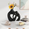 Black Vases for Decor, Heart Shaped Ceramic Vase Set of 2, Nordic Heart Shaped Vases, Minimalist Decorative Vase for Table Centerpiece Wedding Dining