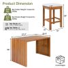 5 Piece Outdoor Bar Set, Patio Acacia Wood Bar Height Table & Four Stools with Cushions, Wood Dining Bar Set for Backyard, Poolside, Balcony, Beige C