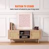 Rattan TV Stand, Boho TV Cabinet for 55 inch TV, Mid Century Modern TV Stand, Rattan TV Console with Adjustable Shelfs for Living Room, Media Room, O